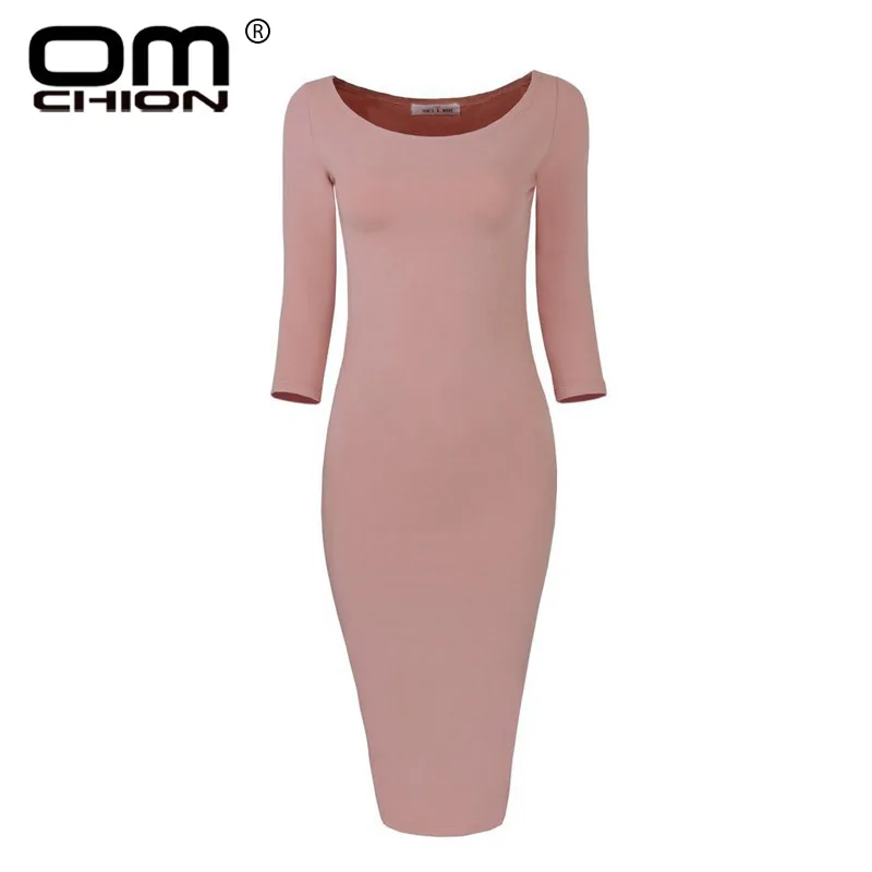 Omchion Vestidos с круглым вырезом 3/4 рукав вязать зимнее платье 2018 г. модные однотонные