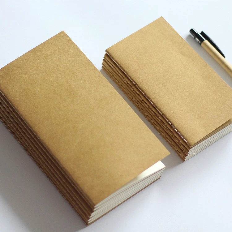 

Standard/Pocket Kraft Paper Notebook Blank Dot Grid Notepad Diary Journal Traveler's Refill Planner Organizer Filler Paper
