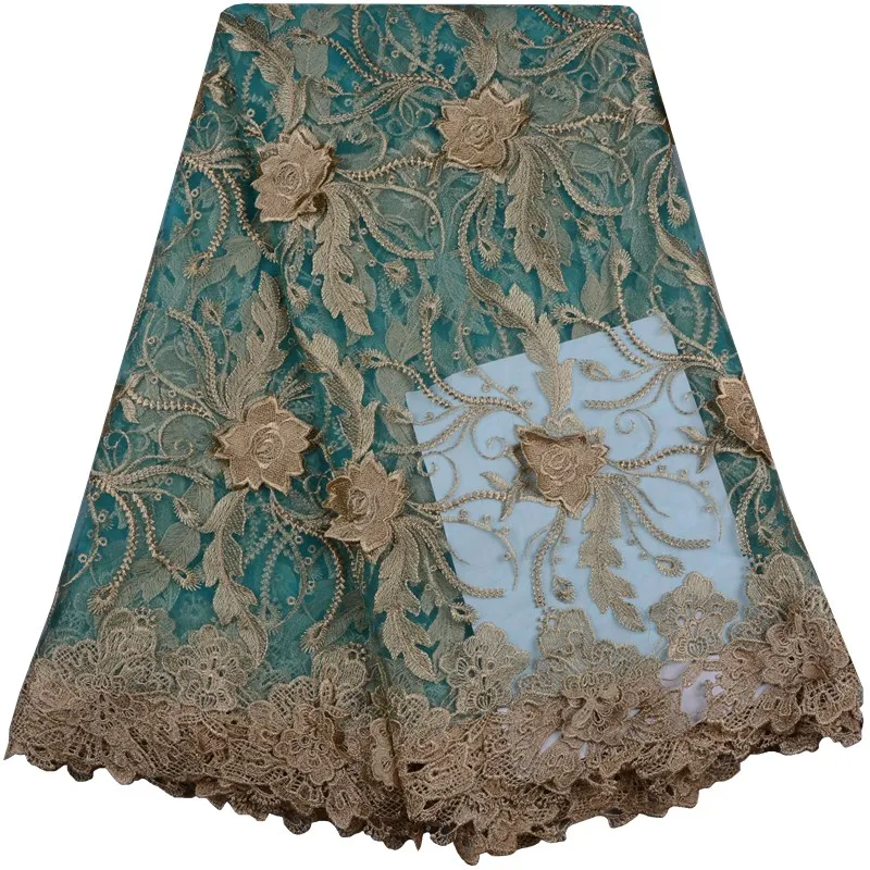 Teal Color Nigerian French Lace Fabrics 2017 African Tulle Fabric High Quality Wedding For Dress 808B | Дом и сад
