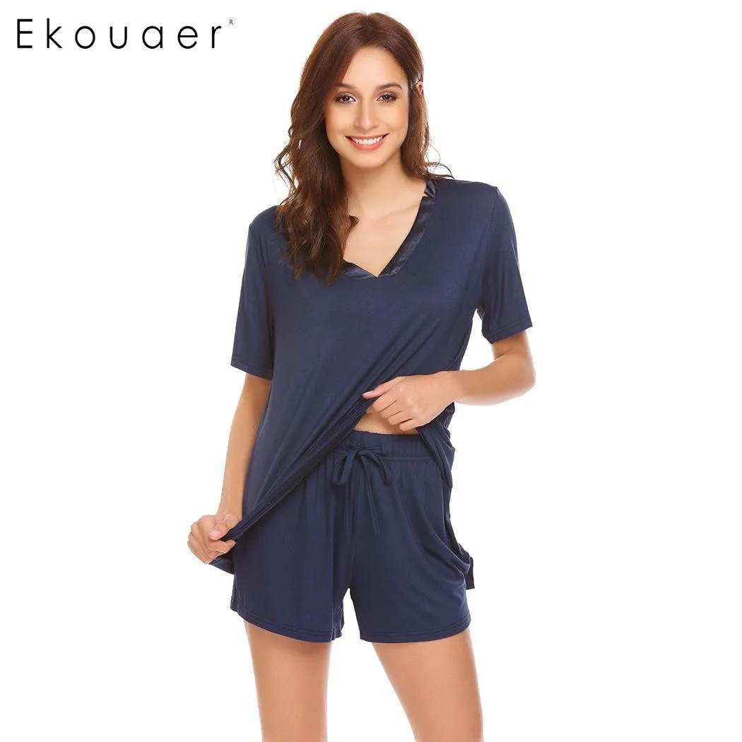 Женская летняя Пижама с V образным вырезом и шортами|summer pajama set|pajama setspajama sets women |