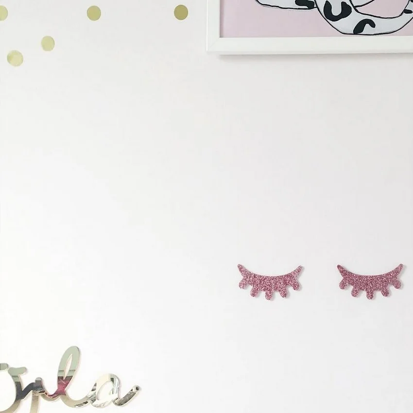 Flash Pink Маленькие ресницы деревянные наклейки для детей украшение стены комнаты комната экологический крюк дети подарок сосновый дерево украшение для двери - Цвет: Flash Pink
