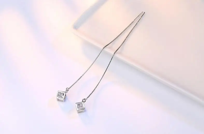 Женские серьги подвески из серебра 2017 пробы с фианитом|925 sterling|drop earringsearrings style |