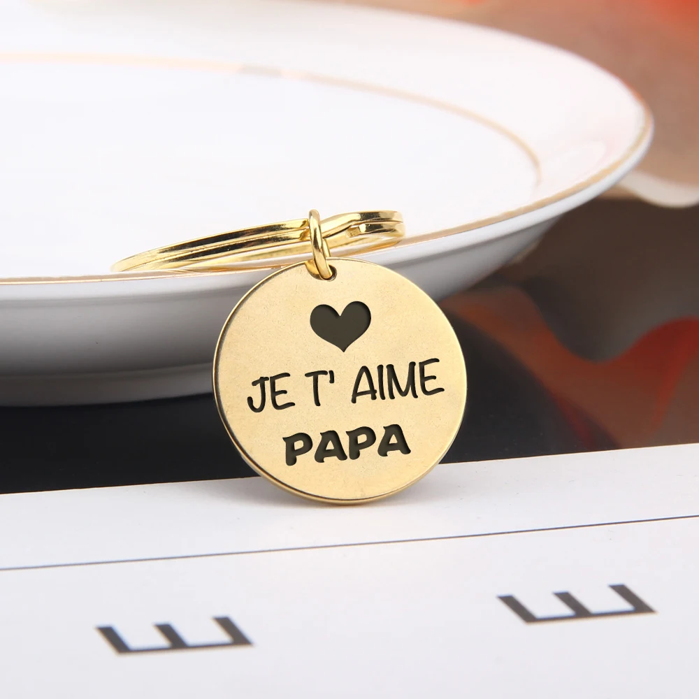 FLYANGEL брелок с гравировкой Jet Aime Papa милые подарки держатель для ключей надписью Daddy