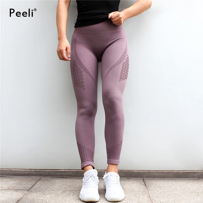 Peeli High Waist Sports Leggings Tummy Control Yoga Pants Women Stretchy Fitness Gym Tights Energy Seamless Running | Спорт и