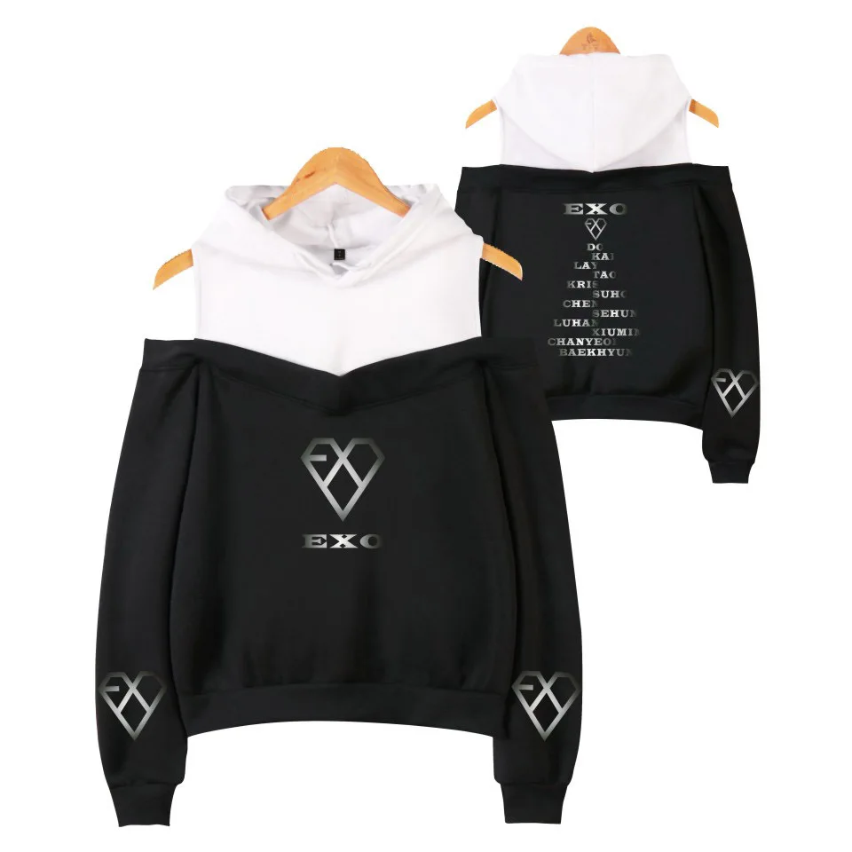 Уличная одежда Kpop EXO Новые пуловеры с капюшоном корейские толстовки Женские