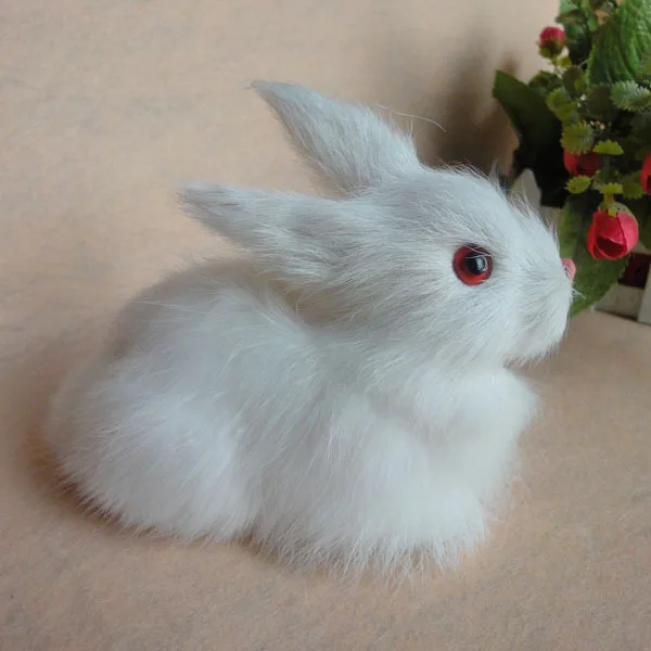 

simulation animal 12x15x6cm white rabbit toy, polyethylene & furs resin handicraft,decoration baby toy d336