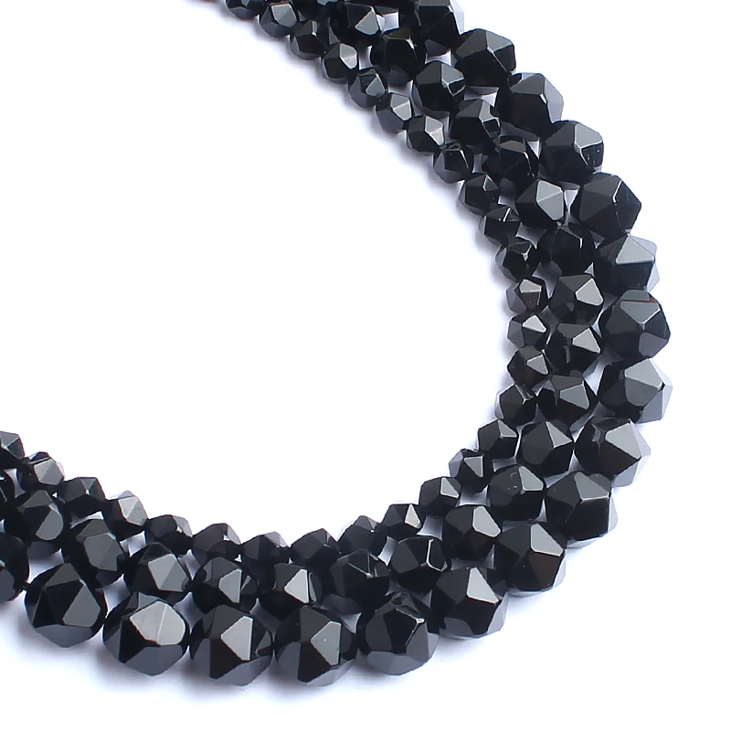 Бусины из натурального камня граненые бусины черного агата для изготовления