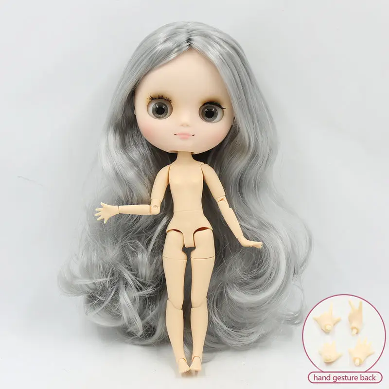 like the picture Кукла Middie blyth, Обнаженная, 20 см, шарнирное тело, матовое лицо с макияжем, серые глаза, мягкие волосы, сделай сам, игрушки, подарок с жестами - Цвет: like the picture