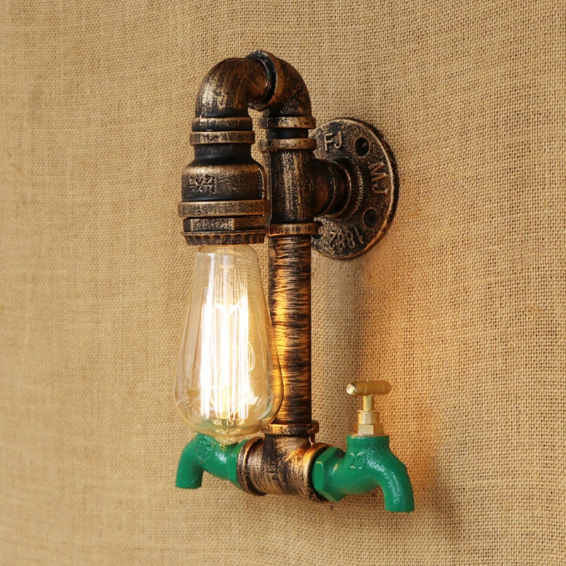 vintage LOFT wall lamp indoor lighting iron rust Water pipe sconce lights lampshade for living room bedroom restaurant bar E27 | Лампы и