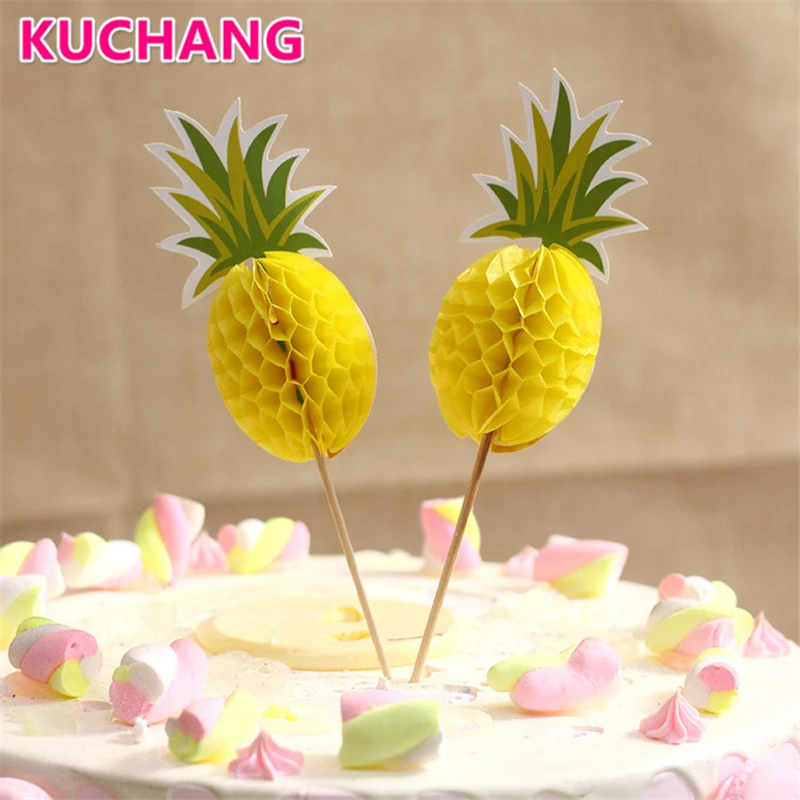 2 шт. Гавайский 3d-торт Фламинго ананас топпер для торта Декорации тропические