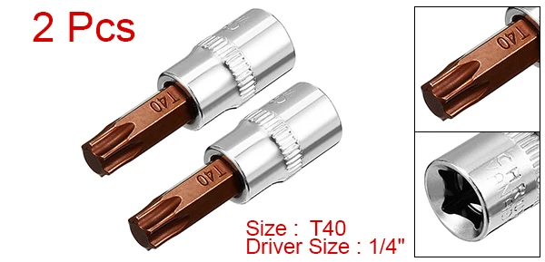 UXCELL 2 шт. S2 Steel 1/4-дюймовый диск T40 Torx Bit Socketes для затяжки гаек болтов сделай сам