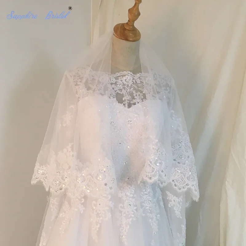 Сапфир въелось De Novia 2020 свадебное кружевное платье фата женские 3 м 2 слоя - Фото №1