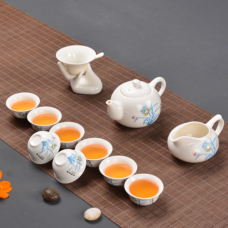 Китайский чайный набор Gaiwan синий и белый фарфоровый кунг фу Tureen керамическая