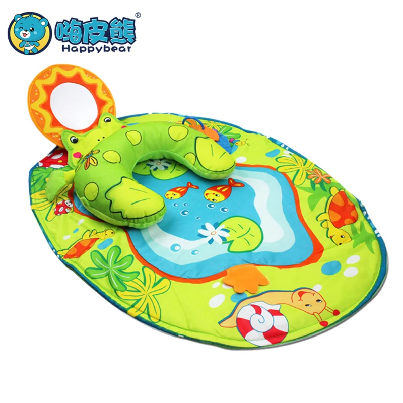 green Игрушки для новорожденных развивающий коврик Детский мультфильм Infantil раннее образование игра одеяло игровые коврики с зеркалом музыкальный 0-18 месяцев ребенок - Цвет: green