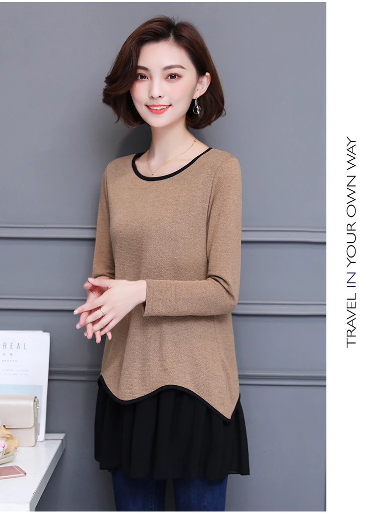 Blusas Mujer De Moda кимоно винтажные Лоскутные Женские топы и блузки винтажные женские туники с круглым вырезом Длинные рубашки размера плюс 5XL