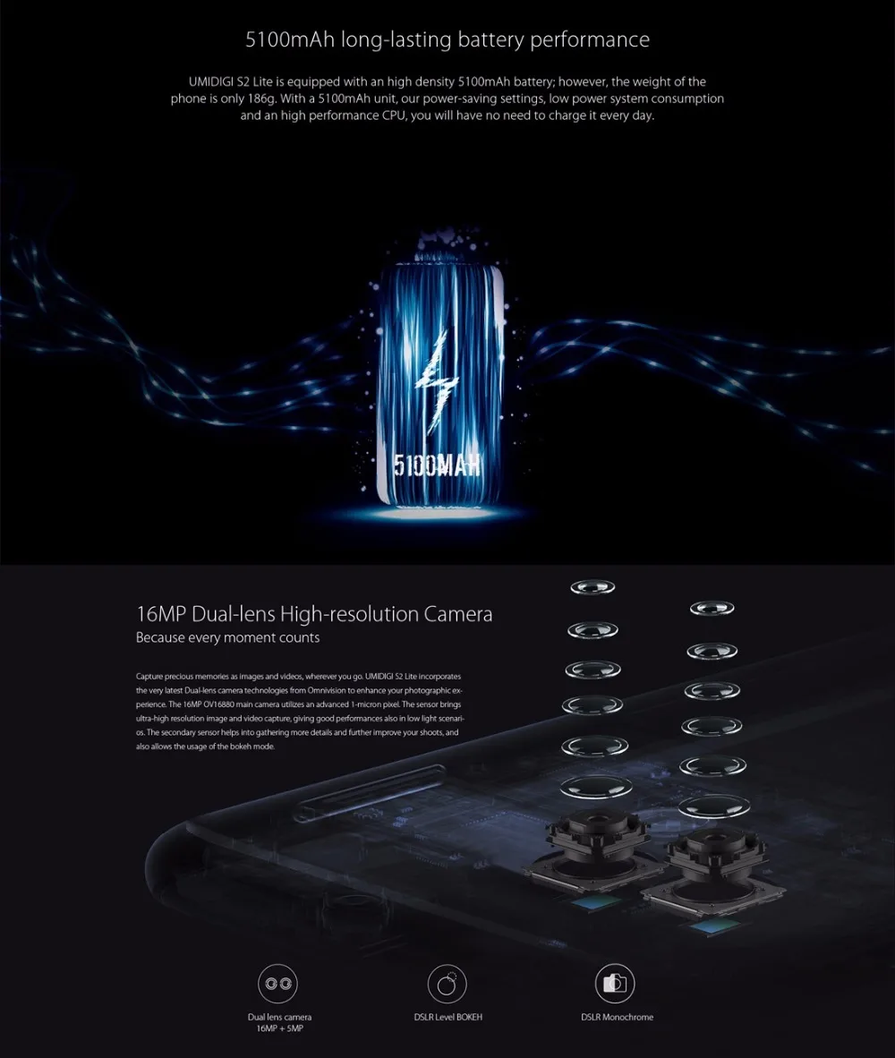 Umidigi S2 Lite смартфонов 5 99 'ཎ:9 Дисплей 4 ГБ + 32 г mt6750t восемь ядер 5100 мАч Android 7 0 Dual
