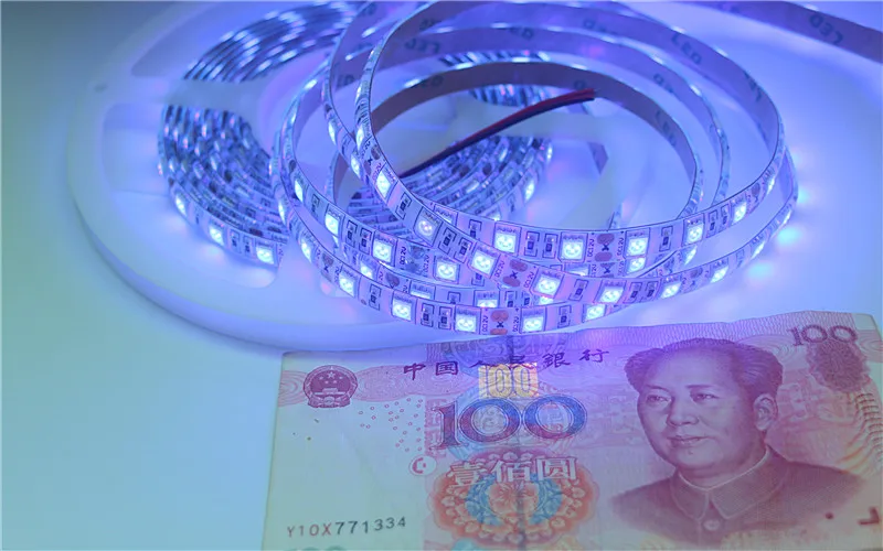 Ультрафиолетовый светодиодный светильник 395-400nm DC 12V 5050 SMD 60 светодиодный s/m IP30 водонепроницаемый ультрафиолетовый луч светодиодный гибкий ленточный светильник