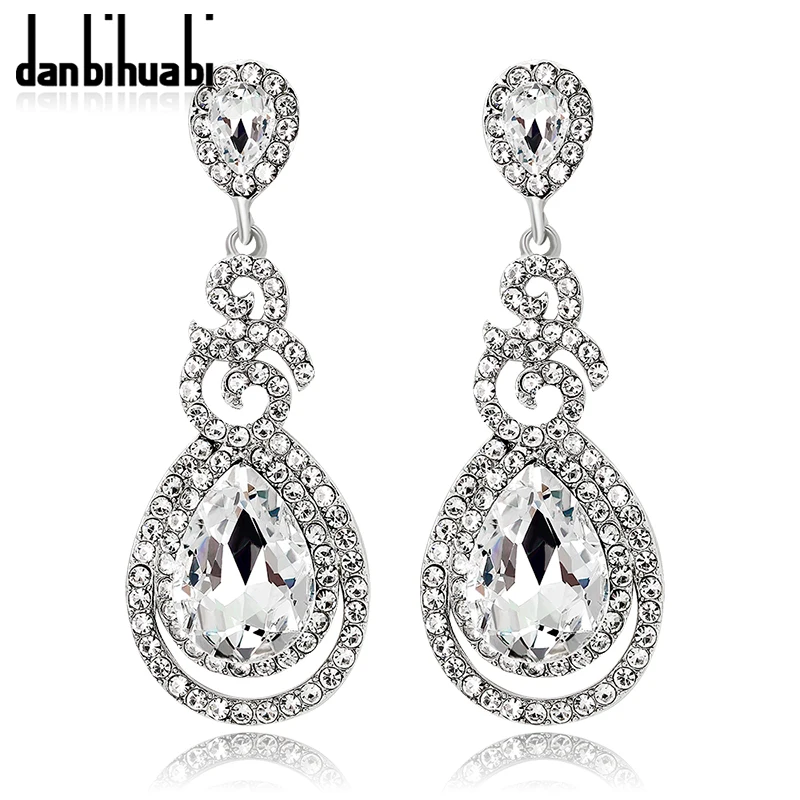 Женские Висячие серьги со стразами длинные висячие с камнями свадебные