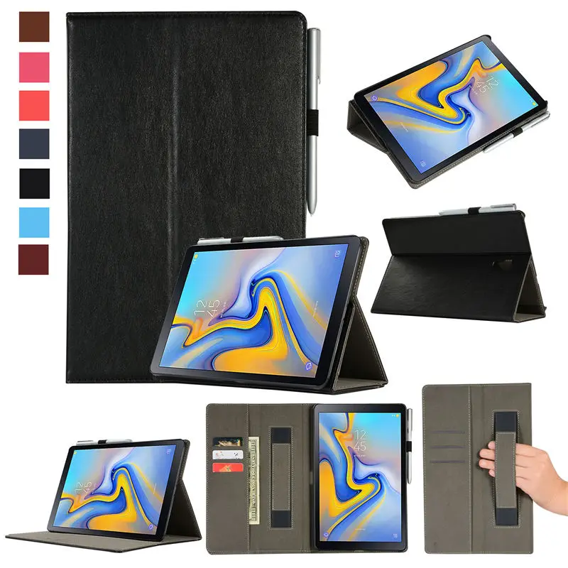 Black Премиум чехол для samsung Galaxy Tab A A2 10,5 дюймов T590 T595 T597 SM-T595, умный чехол, чехол для планшета, оболочка+ пленка+ стилус - Цвет: Black