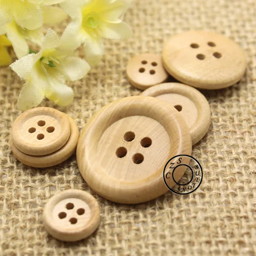 Деревянные пуговицы с 4 отверстиями, 10-25 мм