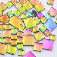 6mm rainbow shiny rhinestones square shape glue back rhinestones strass hotfix stones and crystals glue rhinestones for clothes