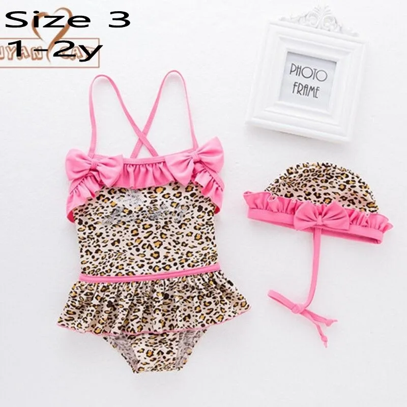 leopard 3 Купальный костюм для маленьких девочек, детский купальник, купальник с тигровыми полосками, 2 предмета в комплекте, детский спа-салон, пляжный купальный костюм для девочек, детский купальник - Цвет: leopard 3