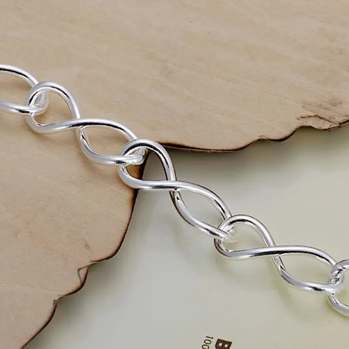 Тонкий летний Стиль посеребренный браслет 925-Стерлинговое серебро ювелирные