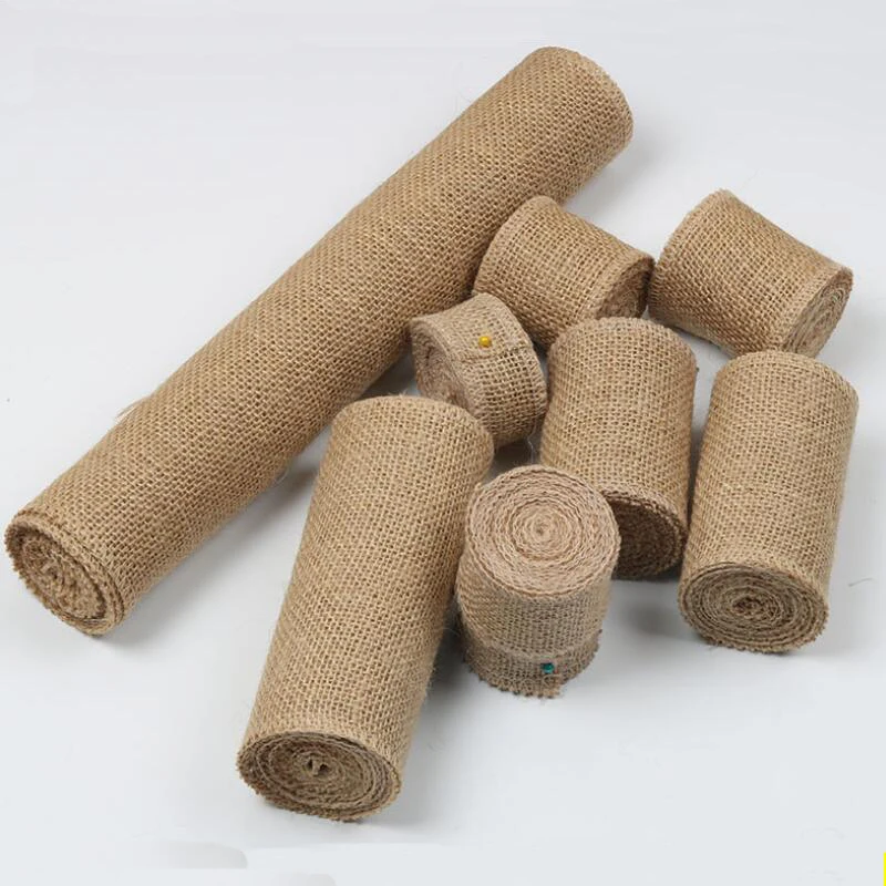 

20 Meters Pure Color Burlap Ribbon DIY Handmade Christmas Wedding Decoration Craft Burlap Table Flag Chair Back Deco Material