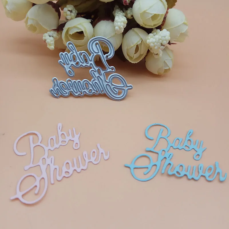 

Baby shower Words Birthday 2018 New Cutting Dies Scrapbooking Dies Metal Embossing Stamps and die for Card Making DIY