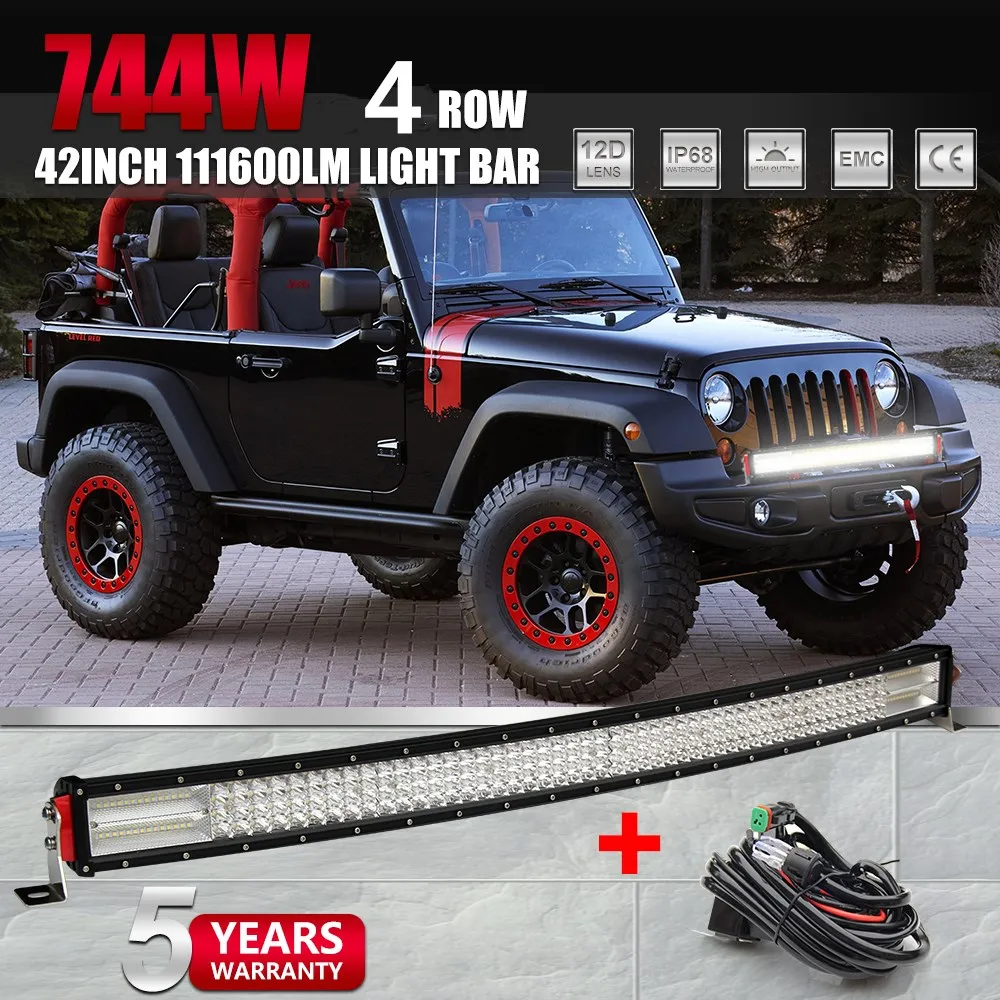 

CO LIGHT Curved Led Bar 12D 744W Led Light Bar 42inch 4-Row Combo Work Light for Lada ATV Trucks Tractors SUV Auto Driving Lamp
