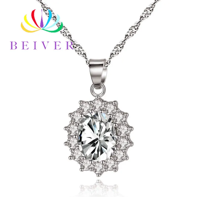 Clear Beiver модное 5 цветов AAA+ циркониевое цветочное ожерелье для женщин Белое Золото Цвет Свадебные украшения для дам подарки - Окраска металла: Clear