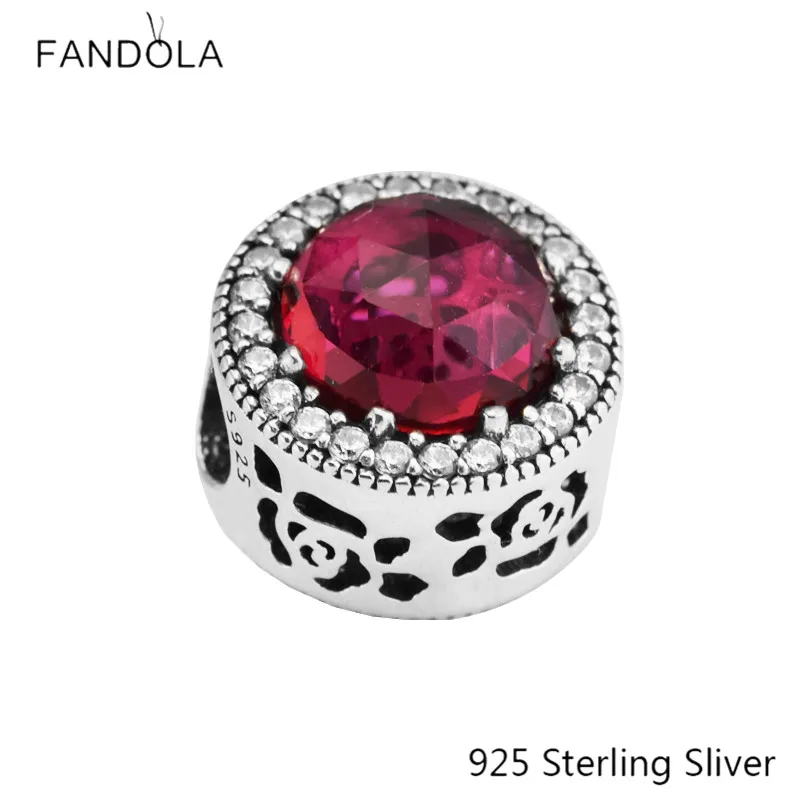 

CKK Belle's Radiant Rose, Cerise Crystals Charms 925 Sterling Silver Beads Original Jewelry Fits For Bracelets