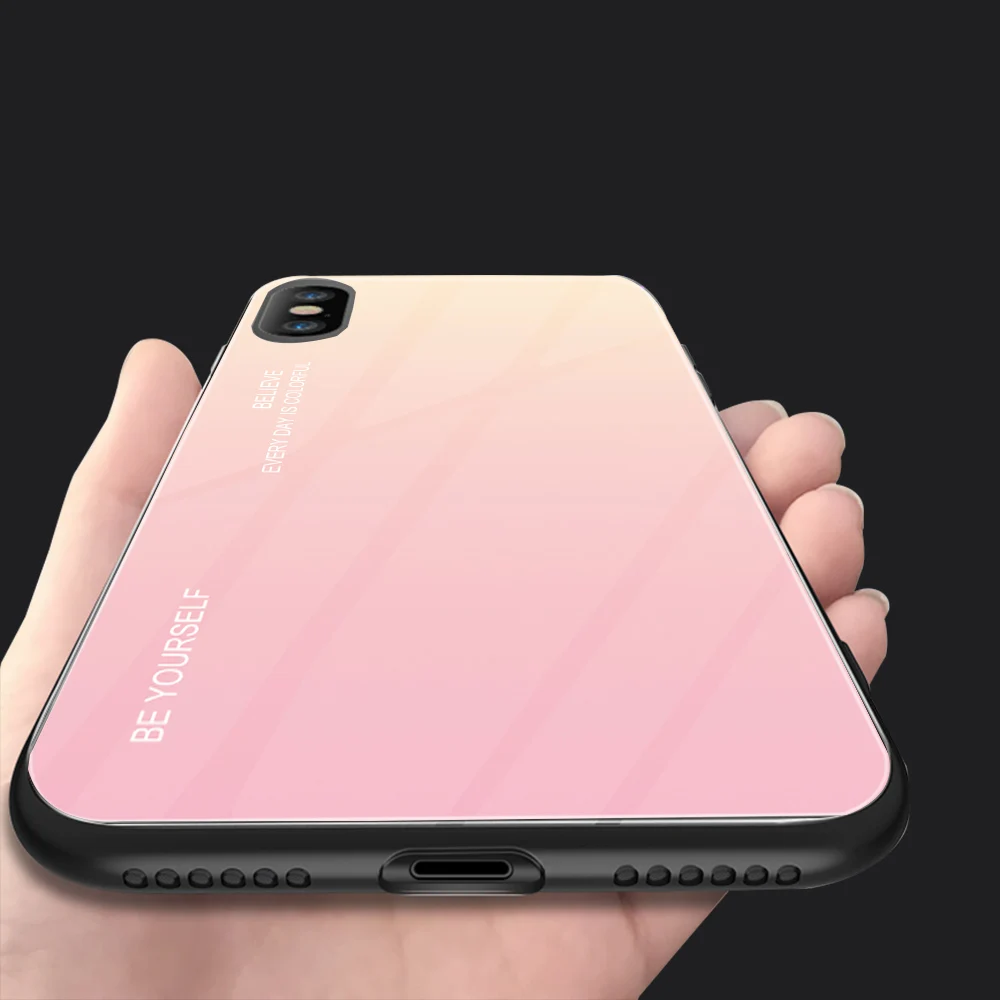 Ciciber чехлы для телефонов iPhone 7 8 6 6S Plus градиентный цвет Закаленное стекло Жесткий