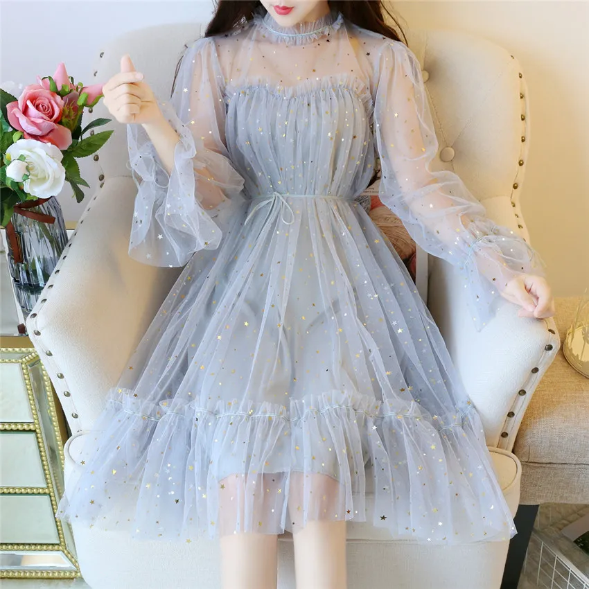 2019 летние модные весенние женские кружевные платья из двух частей с блестками