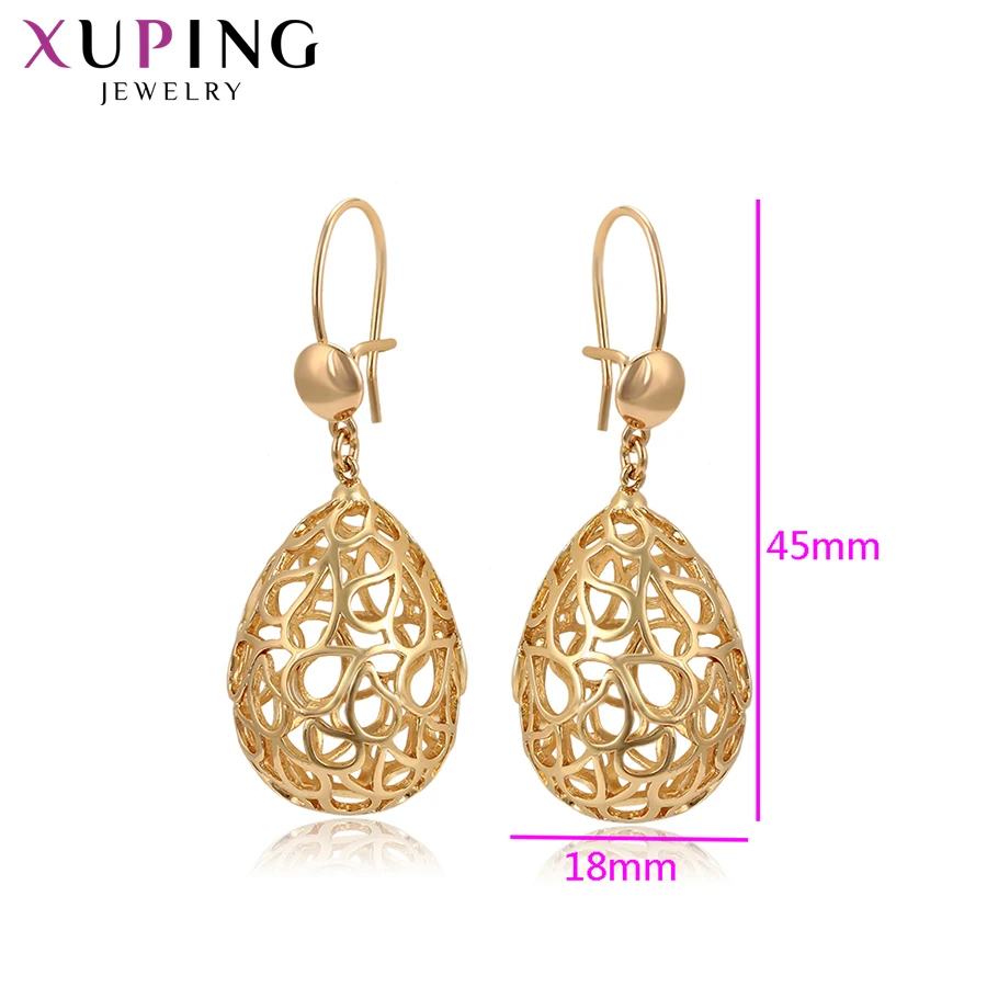 Изысканные серьги капли Xuping элегантная круглая форма золотого цвета для женщин