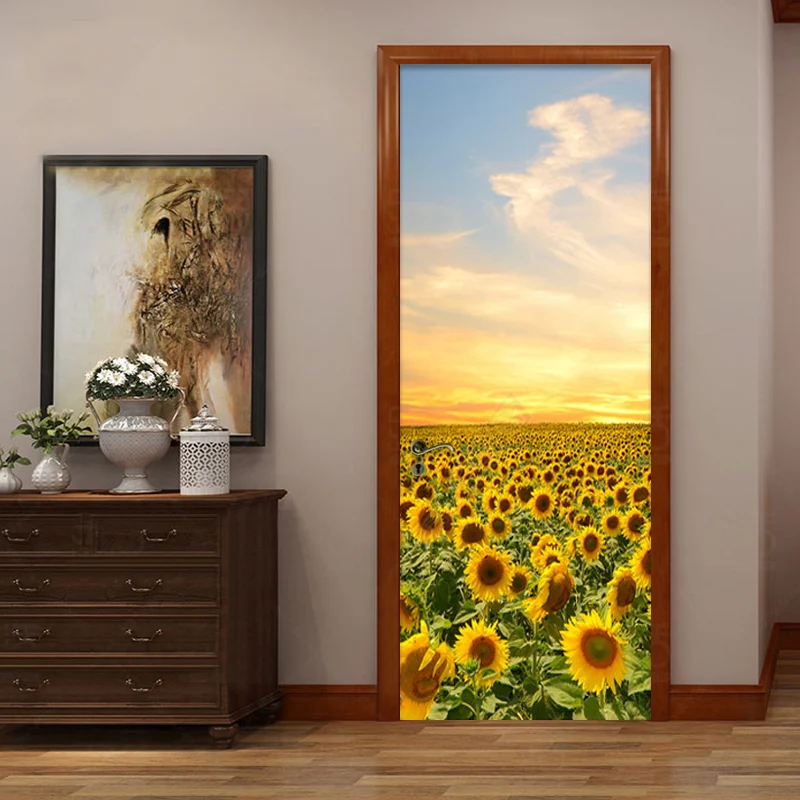Фотообои с красивым подсолнухом 3D настенная роспись спальня гостиная дверь