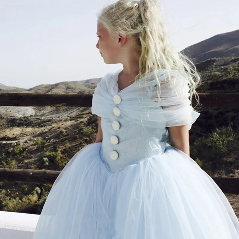 От 2 до 13 лет Детские Золушка снег белый костюм Cosplay для девочек элегантное платье принцессы Дети Вечеринка платье vestido CA978