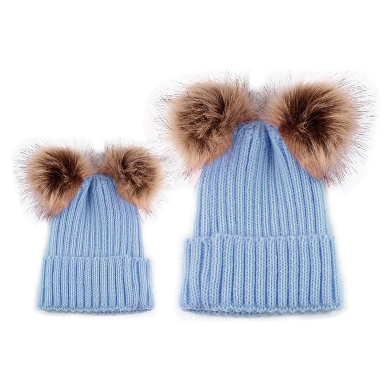 2017 зима толстовки для мамы и новорожденных из искусственного шапка с меховым