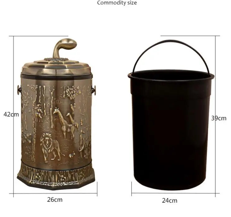 

European 10L bronze color stainless steel metal Hands open the trash bins trash cans trash bag storage trash bin kitchen LJT016