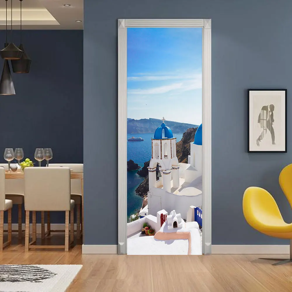 Новая 3D дверь наклейка s Гавайи Seaview Настенная Наклейка для комнаты украшение для двери искусство двери для спальни Водонепроницаемая наклейка из ПВХ DIY обои домашний декор - Цвет: MT-045