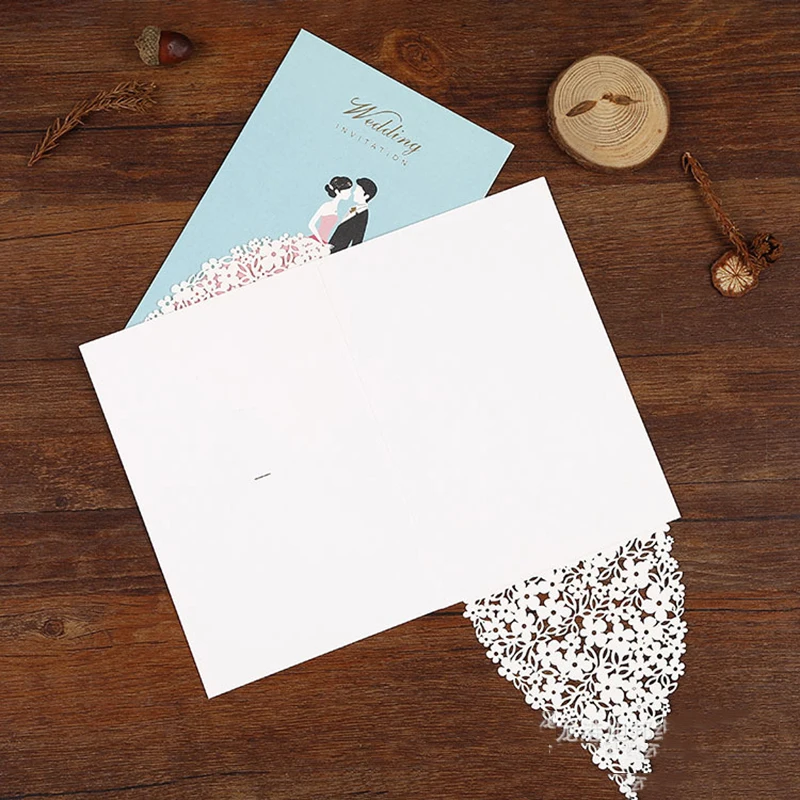 

50pcs 3 Colors Laser Cut Wedding Invitations Card Bride Groom Elegant Greeting Card Envelopes Wedding Party Favor Decorations