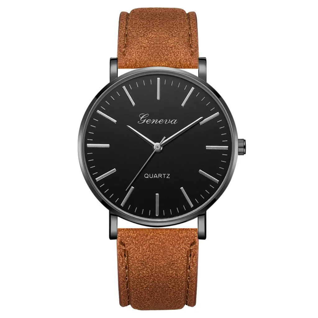 

Geneva Fashion Simple Brand Casual Men's Watch Business Leather Strap Men's Clock Buckle Quartz Wrist Watches reloj para hombre