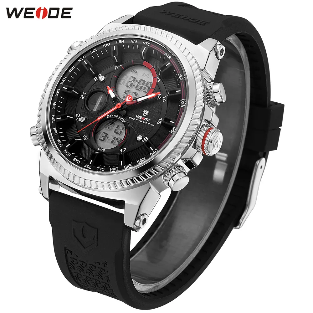 Оригинальные модные часы WEIDE мужские спортивные цифровые кварцевые Светодиодные