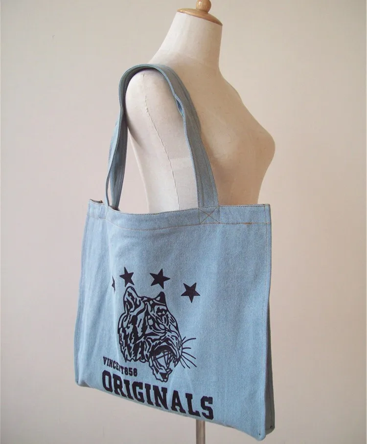 Синие простые винтажные джинсы с буквенным принтом джинсовые женские сумки для