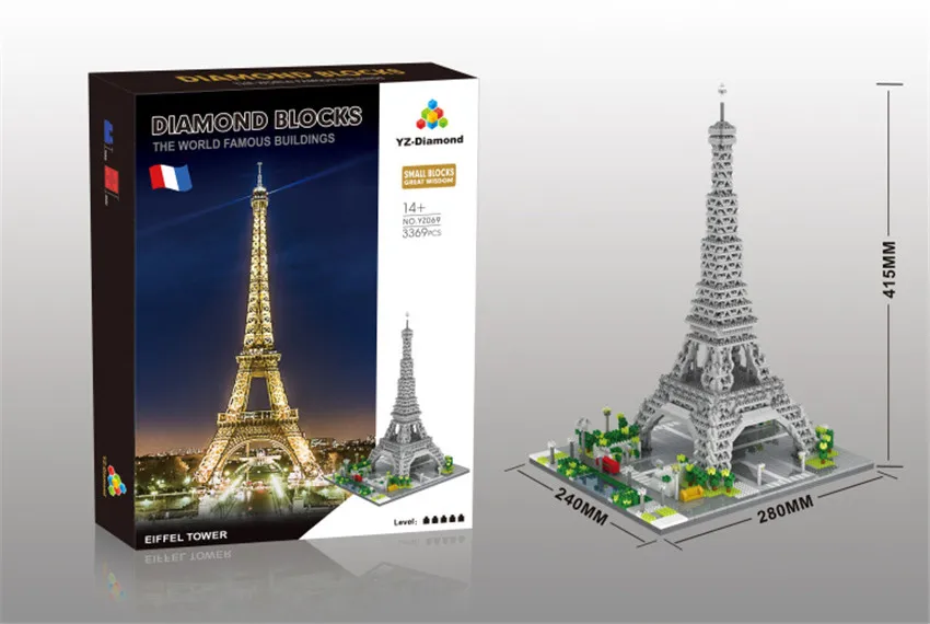 YZ 3D Creative Architecture Bricks Mirco Paris Eiffel Tower blocks Leaning Of Pisa Cathedral toys For Kids Educational toy | Игрушки и