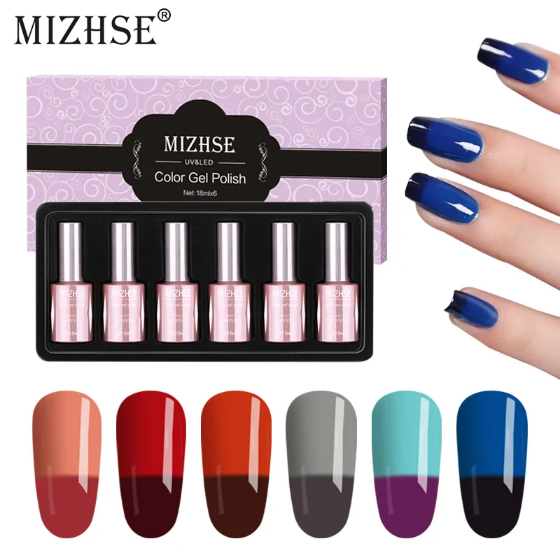 

MIZHSE Temperature Change Gel Polish Thermal Mood UV for Nail GelLAK Lucky DIY Color Changing Gel Hybrid 18ml Chameleon Nail