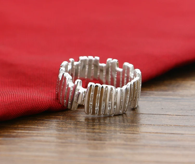 Модное персональное трехмерное кольцо. Твердое 925 пробы Серебряное 8 мм широкое