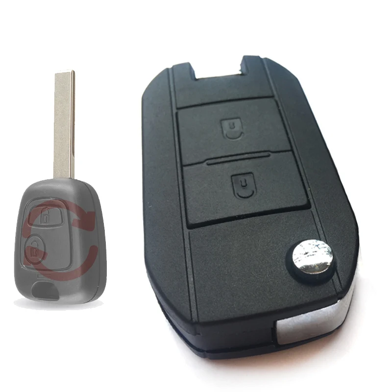 2 кнопки откидной Складной Корпус ключа для Peugeot 307 206 207 Citroen C1 C3 сменный