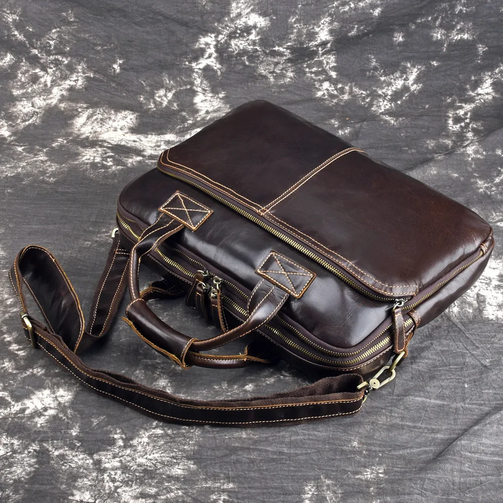 Оригинальный винтажный мужской портфель сумка из масляной вощеной кожи для