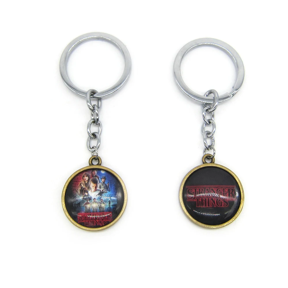 Новые странные вещи Merch Сезон 3 брелки Стекло Круглый бронза под старину